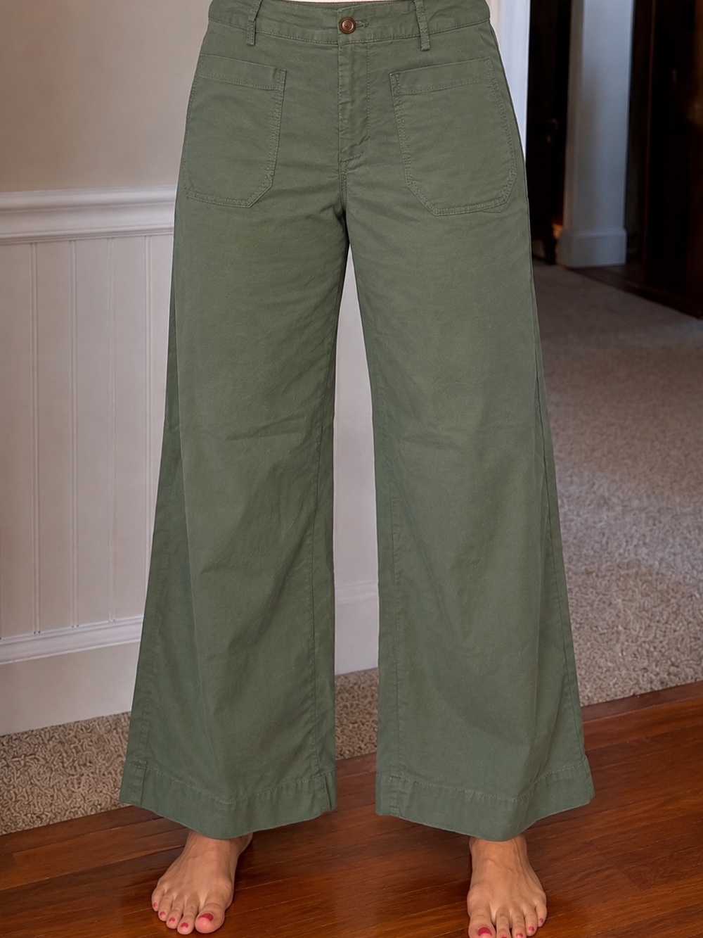 J. Crew Olive Green Wide-Leg Cargo Pants - Picture 3 of 3